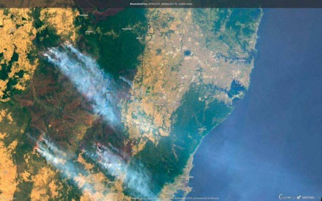 Mortíferos incendios forestales en Australia se observan desde el espacio