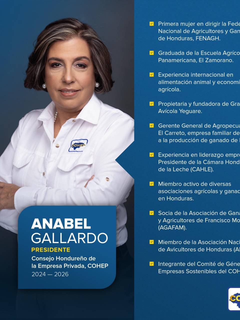 Anabel Gallardo asume la presidencia del Cohep