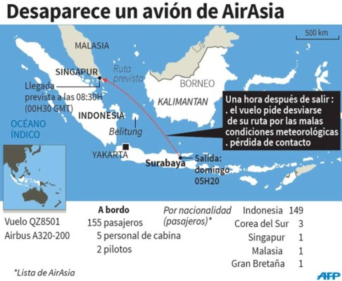 Sin rastro del avión desaparecido entre Indonesia y Singapur