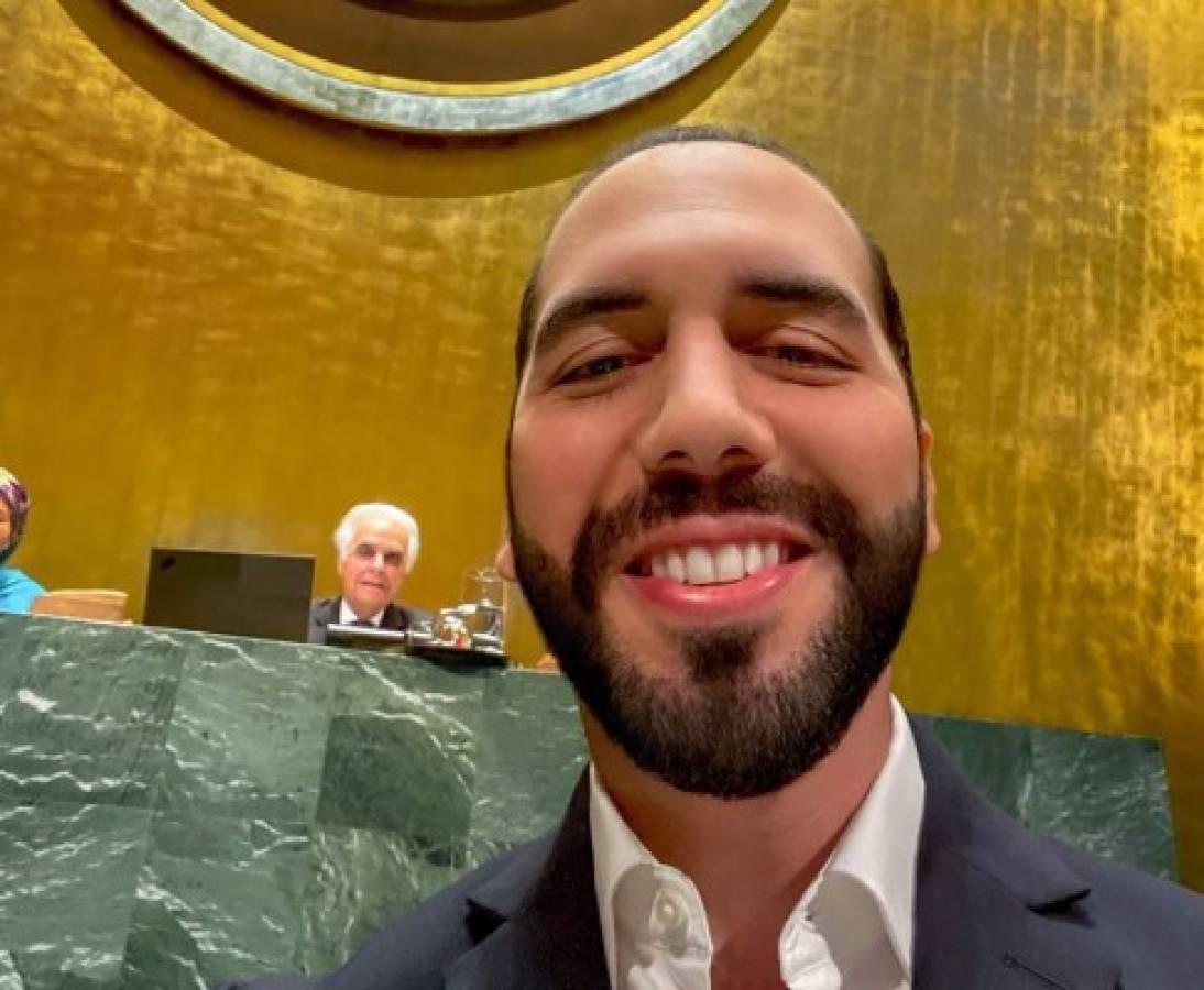 Momento en que Bukele se toma una “selfie” en la ONU.