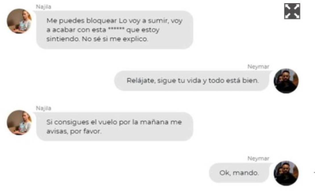 FOTOS: Sale a la luz el chat completo de WhatsApp entre Neymar y Najila Trindade, la modelo que lo acusa de violación