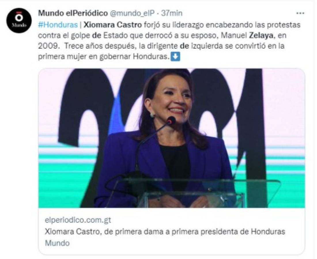 Destacando algunos de sus hitos: así informó el mundo la asunción de Xiomara Castro
