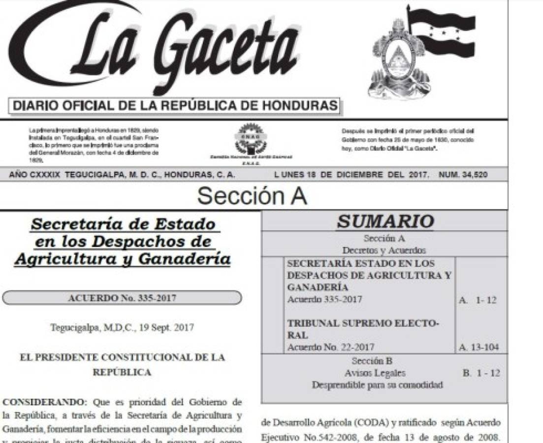 Publican en La Gaceta la declaratoria oficial del TSE sobre elecciones generales 2017