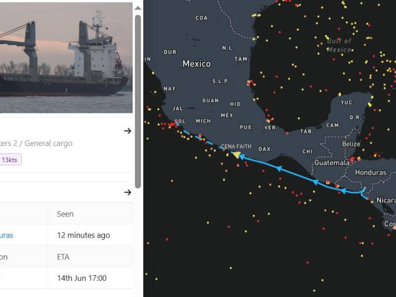 Este documento muestra la trayectoria actual del barco que dejó el material explosivo comprado por las Fuerzas Armadas.