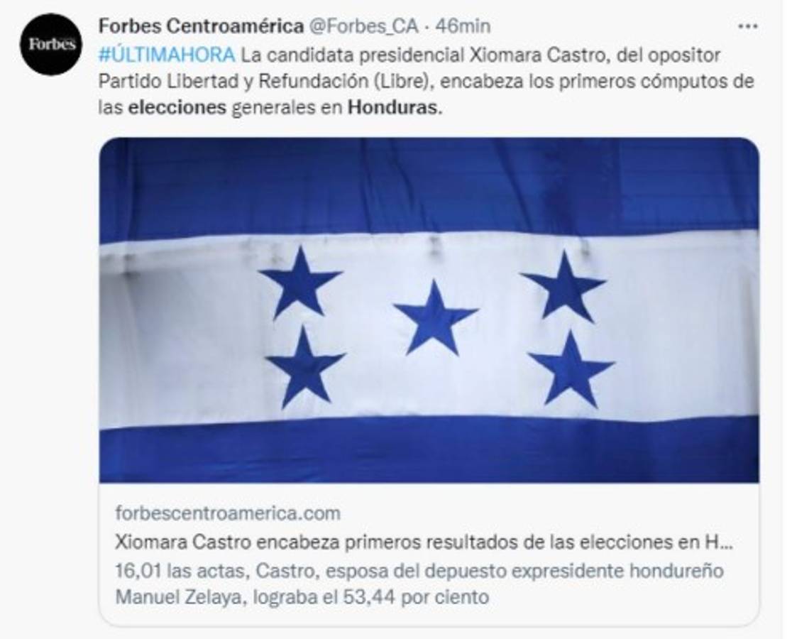 Medios internacionales destacan ventaja de Xiomara Castro en las elecciones