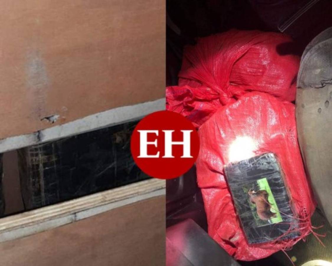 Los paquetes habían sido escondidos en compartimentos en las paredes del cabezal y la supuesta cocaína tenía un singular sello con la imagen de un toro. Fotos: Cortesía