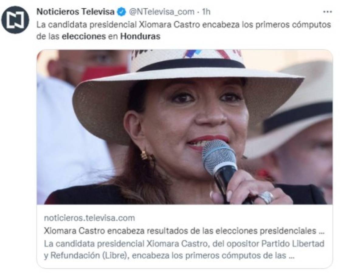 Medios internacionales destacan ventaja de Xiomara Castro en las elecciones