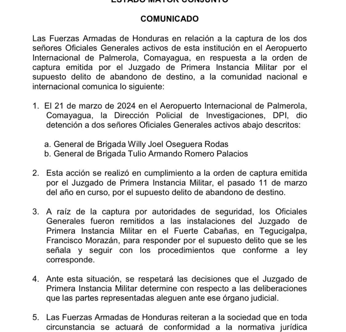 $!Fuerzas Armadas respetará decisión en caso de generales que testificaron en juicio de JOH