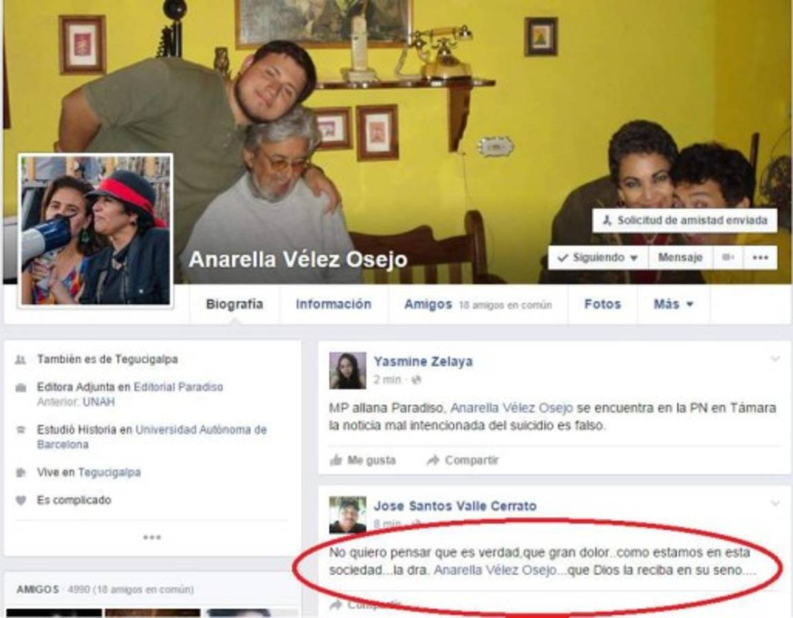 Rumor en redes sociales sobre muerte de Anarella Vélez, madre de Rigoberto Paredes.