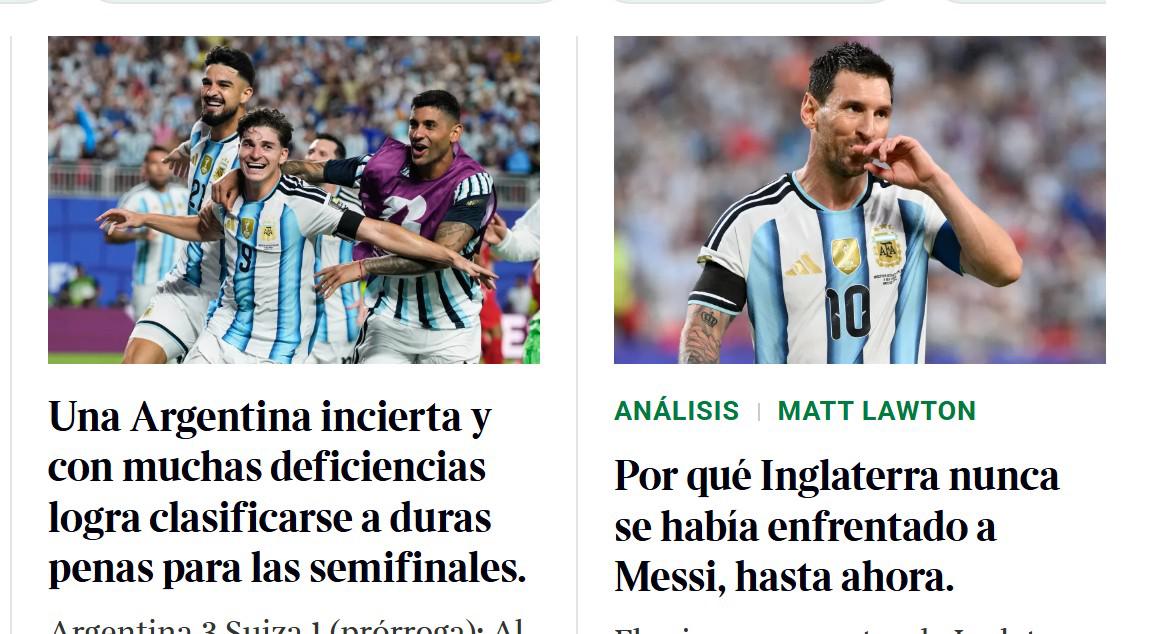 Lo que dicen en Inglaterra al confirmarse semifinal ante la Argentina de Messi