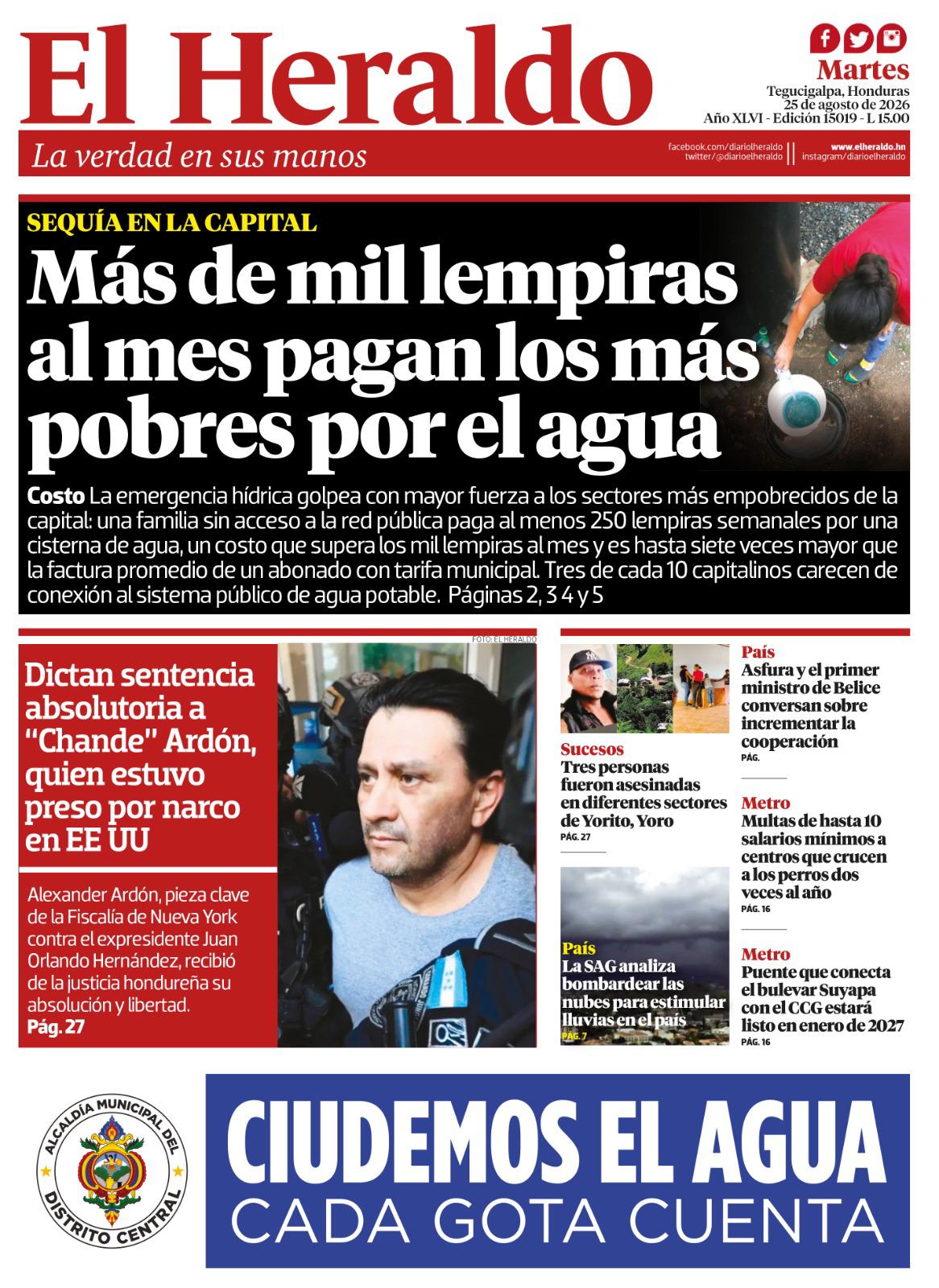 Más de mil lempiras al mes pagan los más pobres por el agua