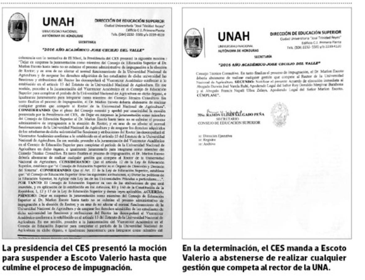 Consejo de Educación Superior (CES) suspende a Marlon Escoto como rector de la Universidad Nacional de Agricultura