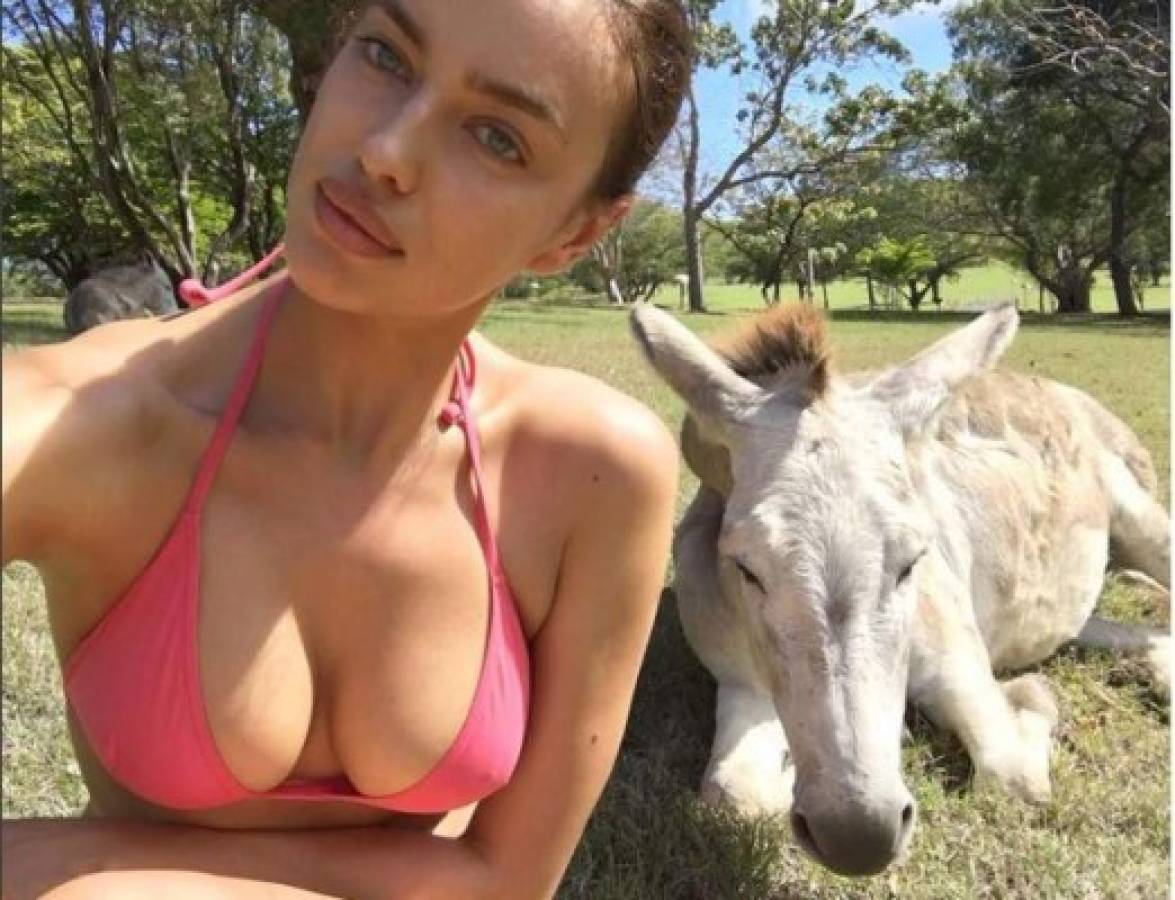 Las sensuales fotos de la modelo Irina Shayk en bikini con un burro