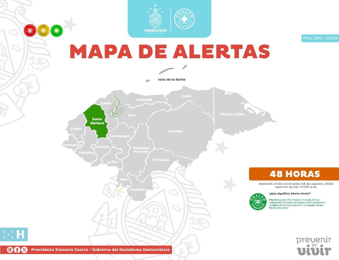 Declaran alerta verde por 48 horas en varios municipios del Valle de Sula