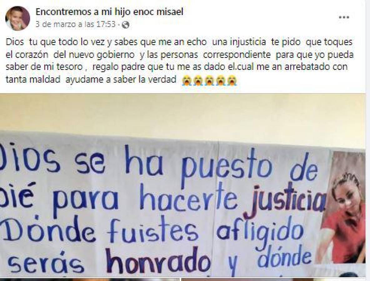 “Ayúdame a saber la verdad”: Madre de Enoc Chinchilla pide a gobierno de Xiomara Castro encuentre a su hijo