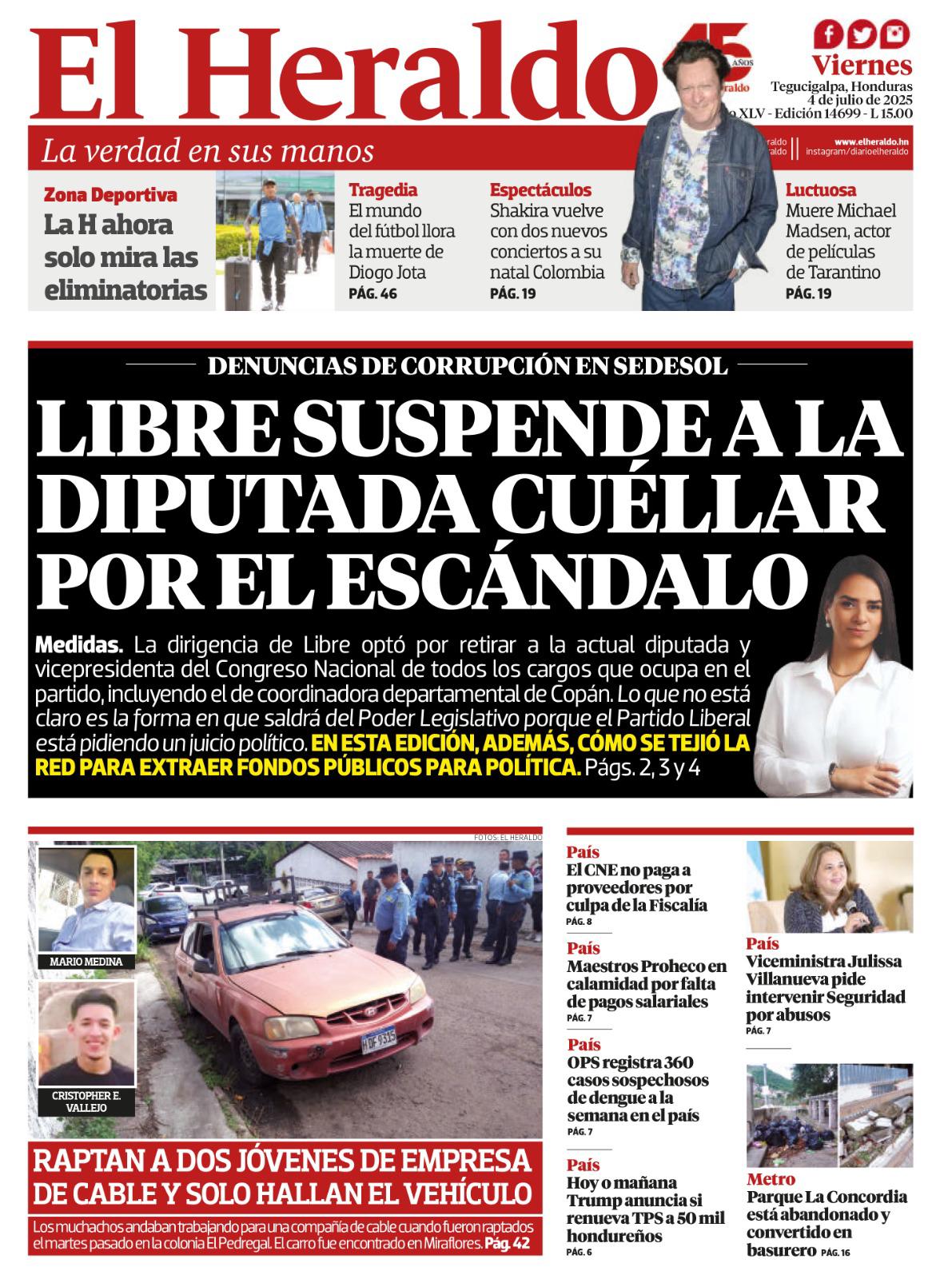 Libre suspende a la diputada Cuéllar por el escándalo