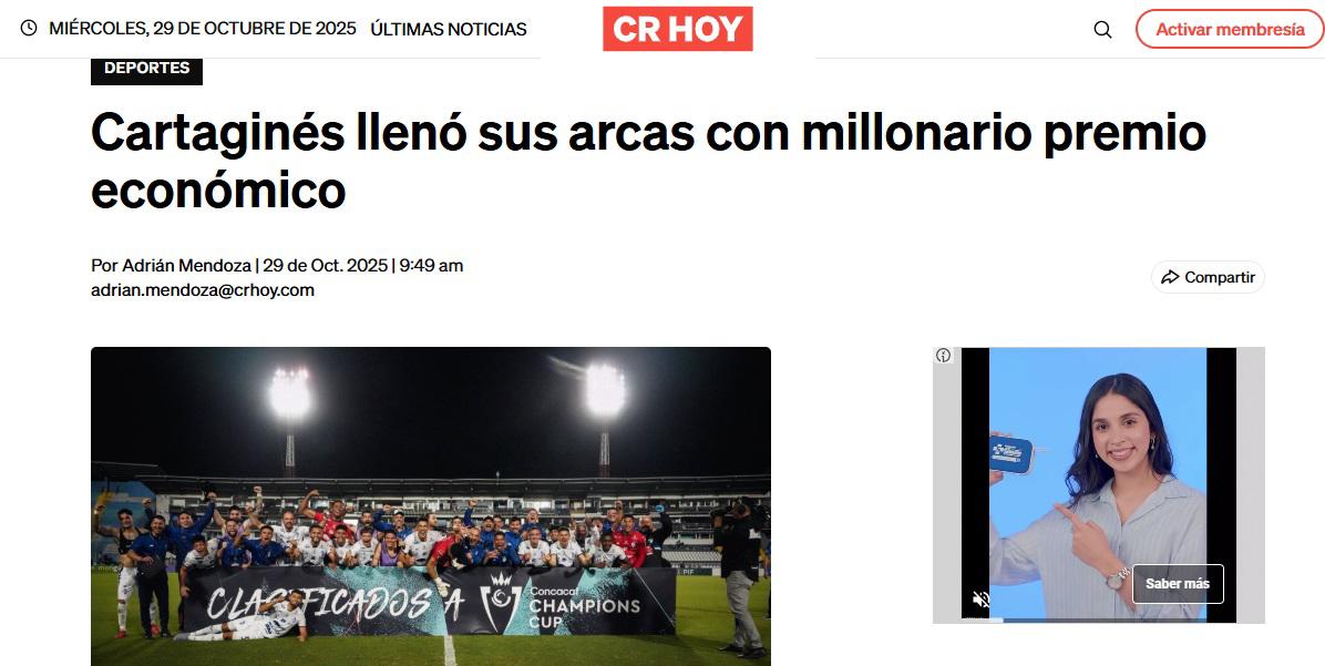 Lo que publicaron los medios de Costa Rica tras eliminación de Cartaginés a Motagua