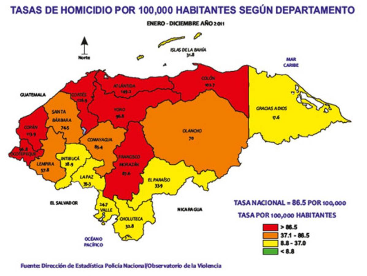 Imparable violencia flagela el norte, centro y occidente de Honduras