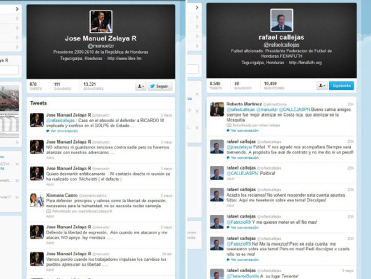 Pleito entre Callejas y 'Mel' Zelaya en Twitter