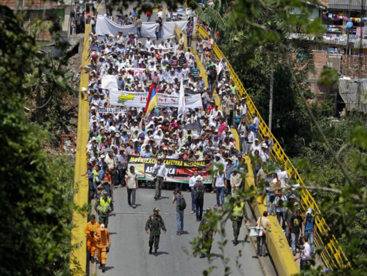 Miles de campesinos cafeteros se concentran en protestas en Colombia