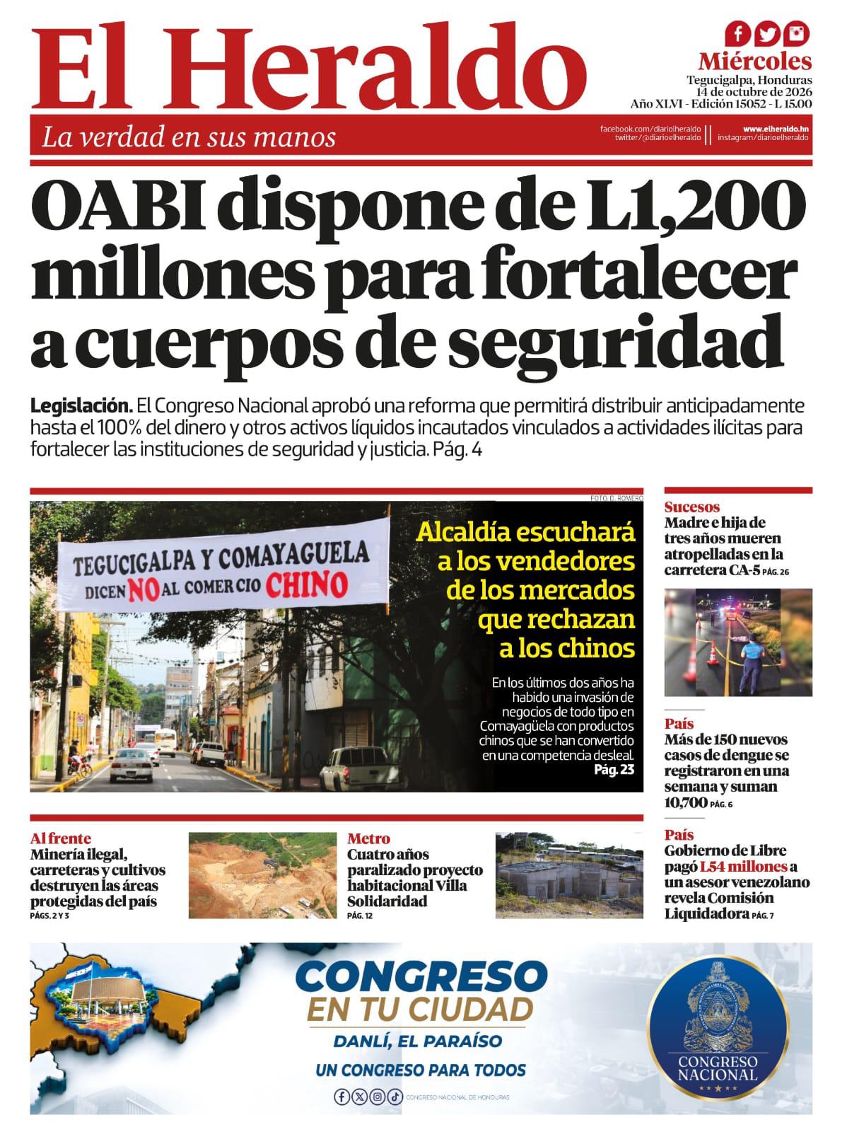 OABI dispone de L1,200 millones para fortalecer a cuerpos de seguridad