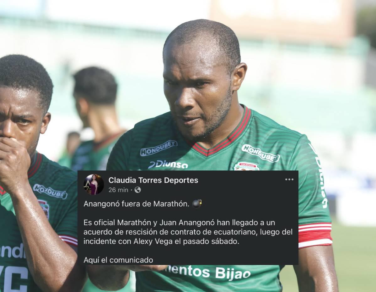 Reacción de la prensa tras polémica salida de Anangonó del Marathón: Hicieron lo correcto
