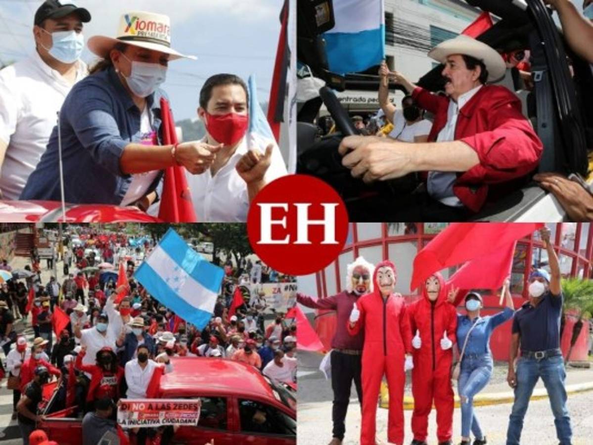 'La casa de papel', '¡No a las ZEDE!' y el discurso de Xiomara: Así protestó Libre en el Bicentenario