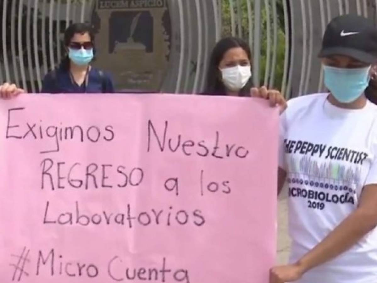 Estudiantes de Microbiología de la UNAH exigen retorno a los laboratorios presenciales