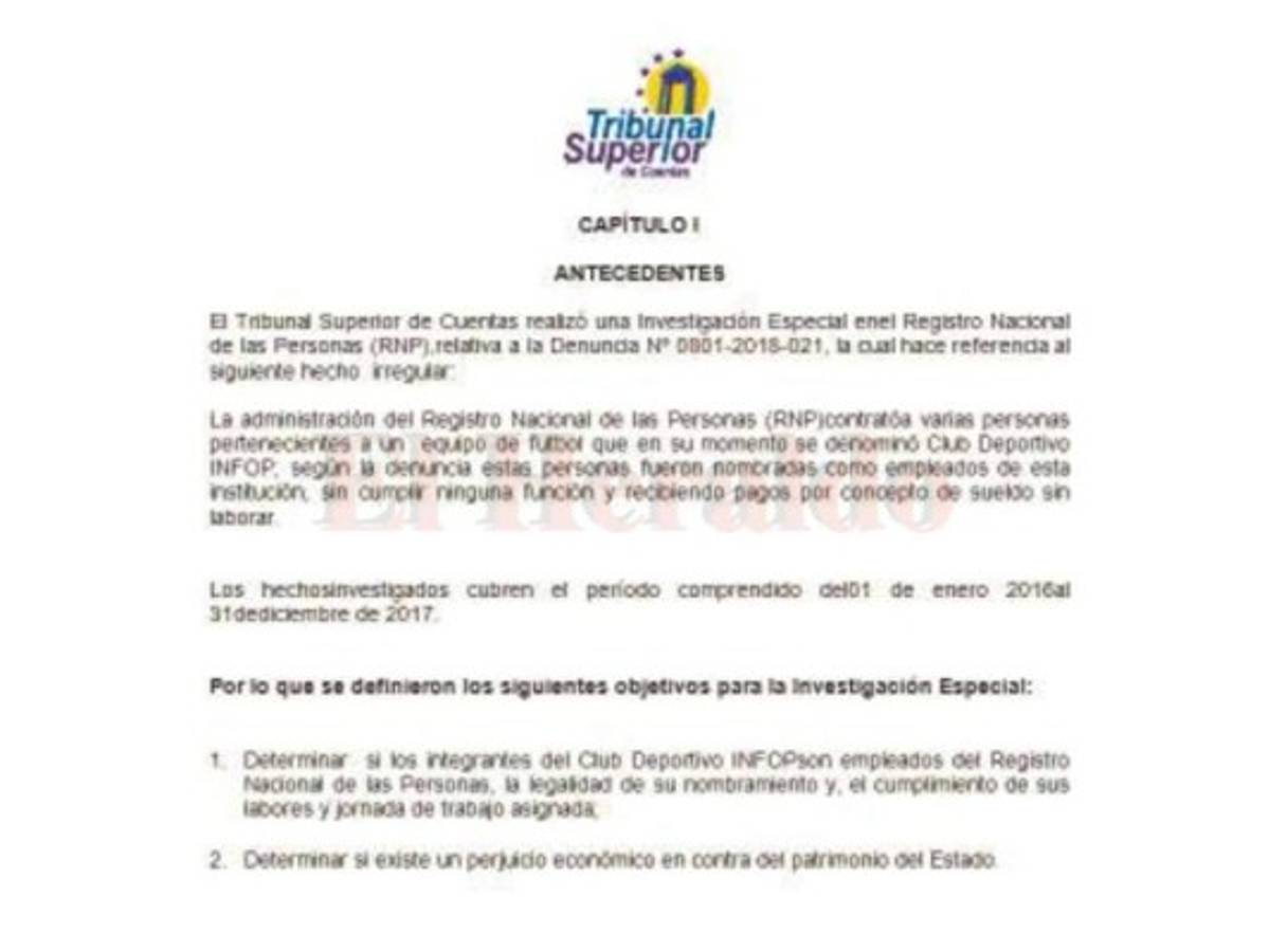 No hay pruebas del trabajo que hacían los futbolistas en el RNP