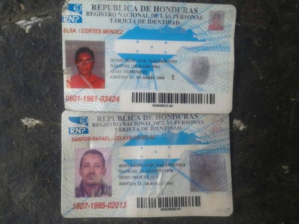 Tarjetas de identidad de la pareja de occisos que fueron asesinados en Zambrano.