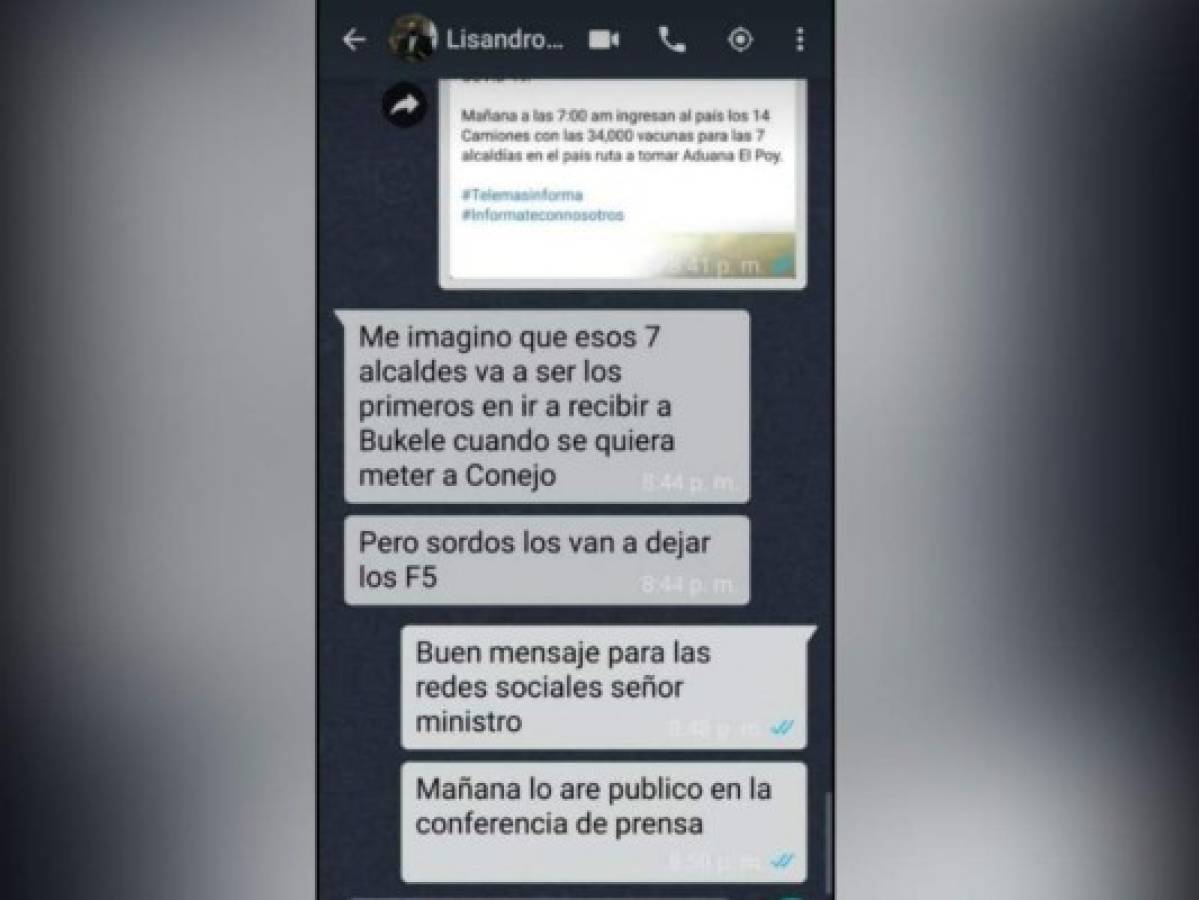 Esta es la captura de pantalla difundida por David Castro, alcalde de Cedros.