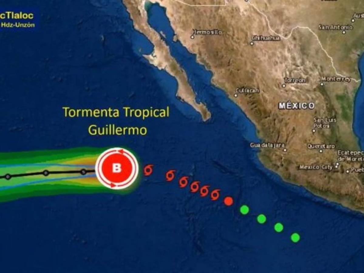 Tormenta tropical Guillermo se debilita un poco y avanza sobre el Pacífico abierto