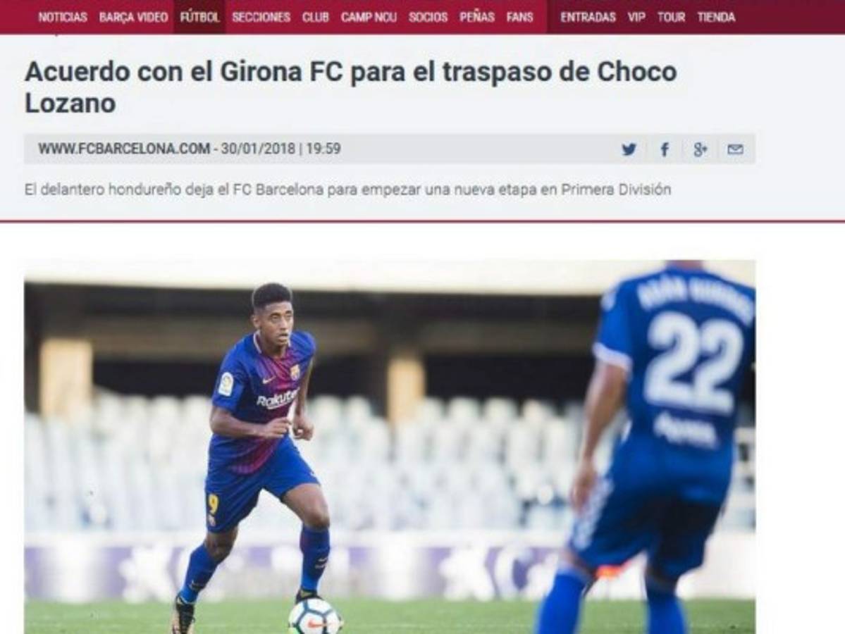 Así despidió el Barcelona B al hondureño Anthony Choco Lozano