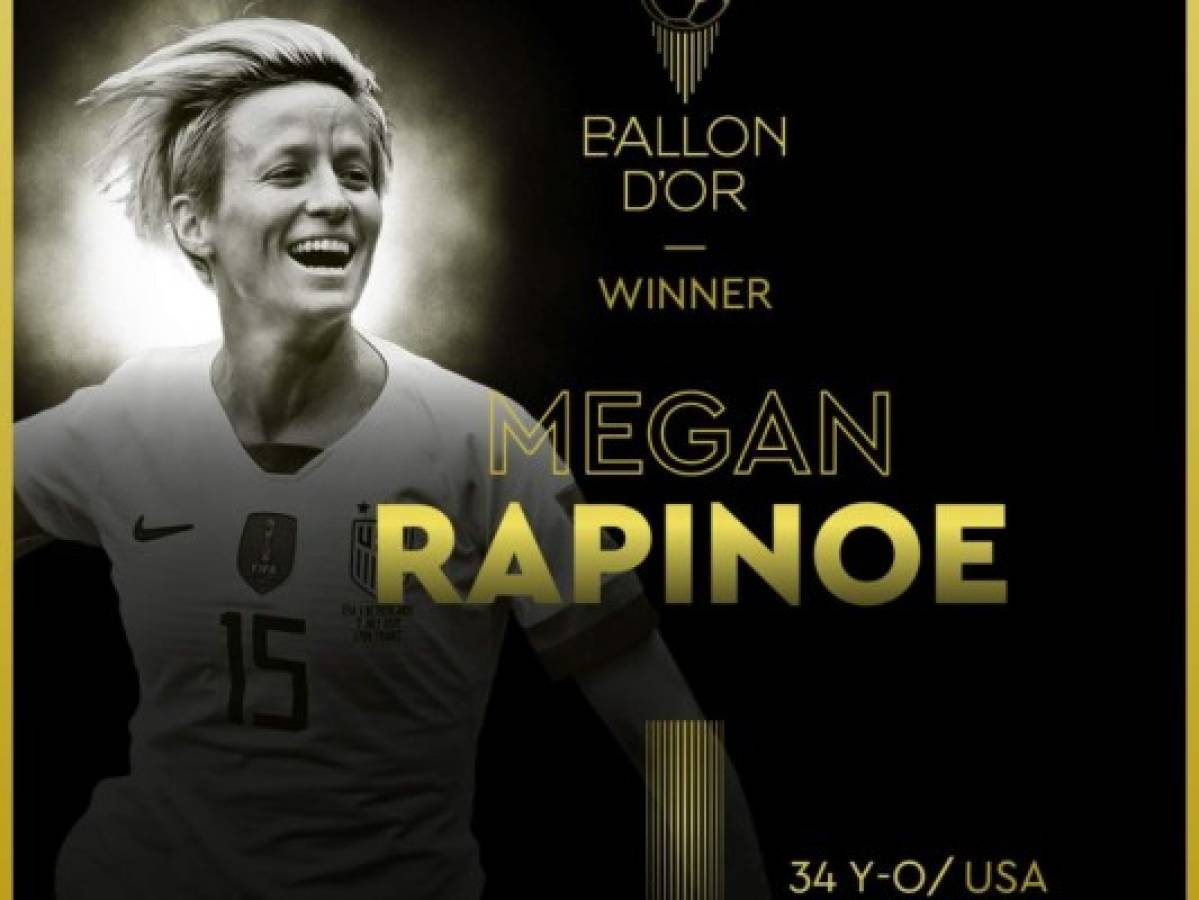 Megan Rapinoe, campeona del mundo, gana el Balón de Oro 2019