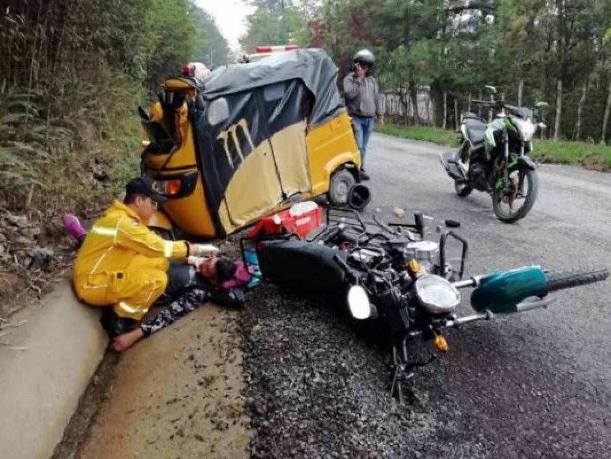 Cuatro heridos tras choque entre motocicleta y mototaxi en la capital 