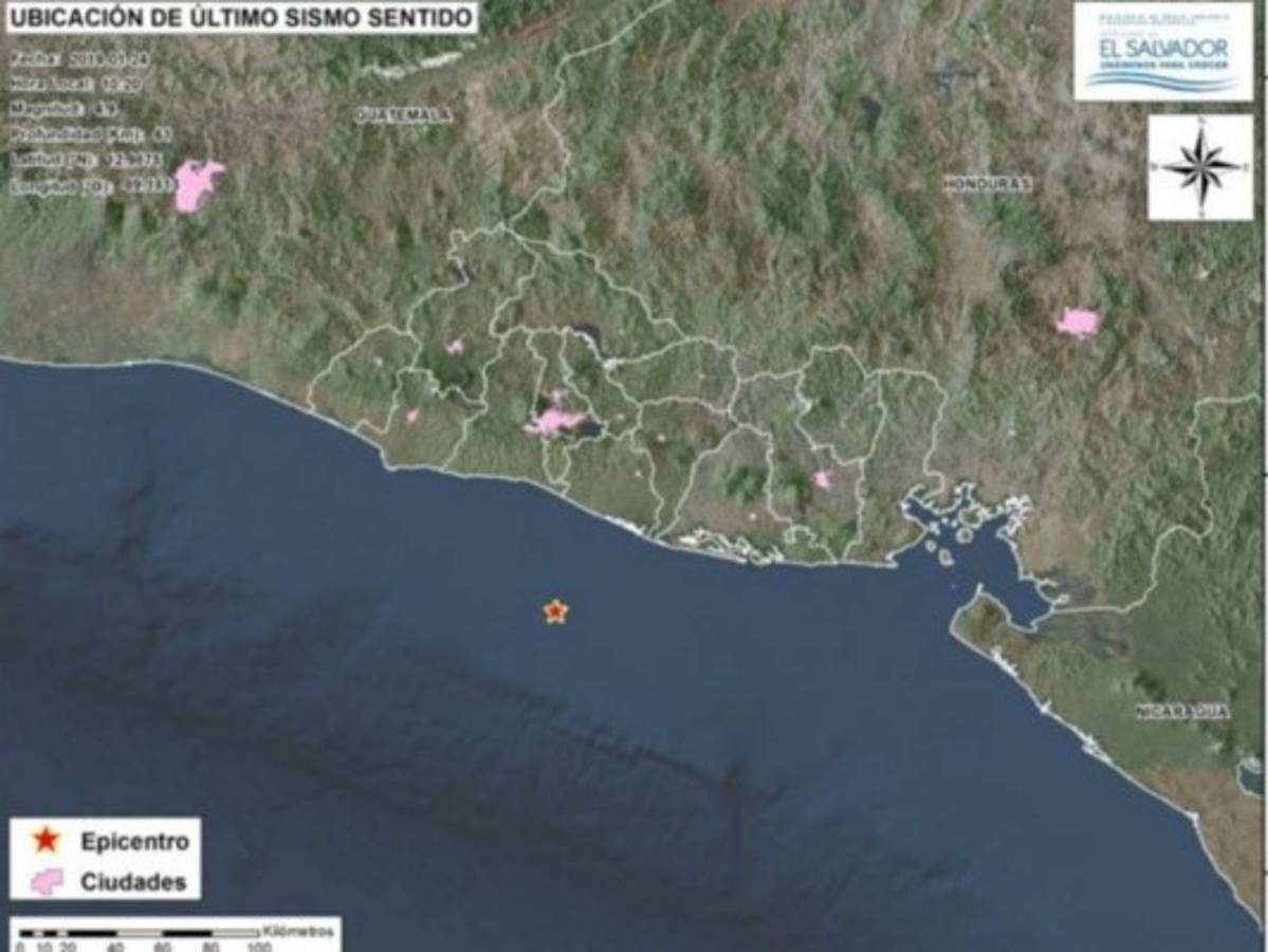 Sismo de 4.9 grados sacude sur de El Salvador