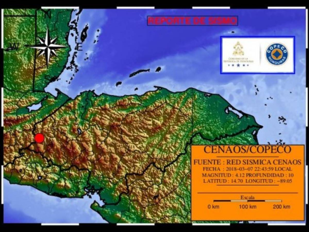 Honduras: Registran sismo de 4.1 grados en Ocotepeque