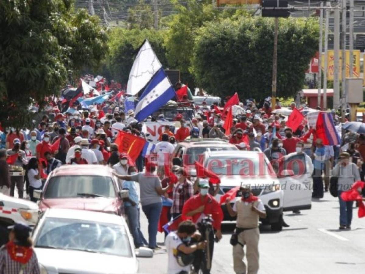 'La casa de papel', '¡No a las ZEDE!' y el discurso de Xiomara: Así protestó Libre en el Bicentenario