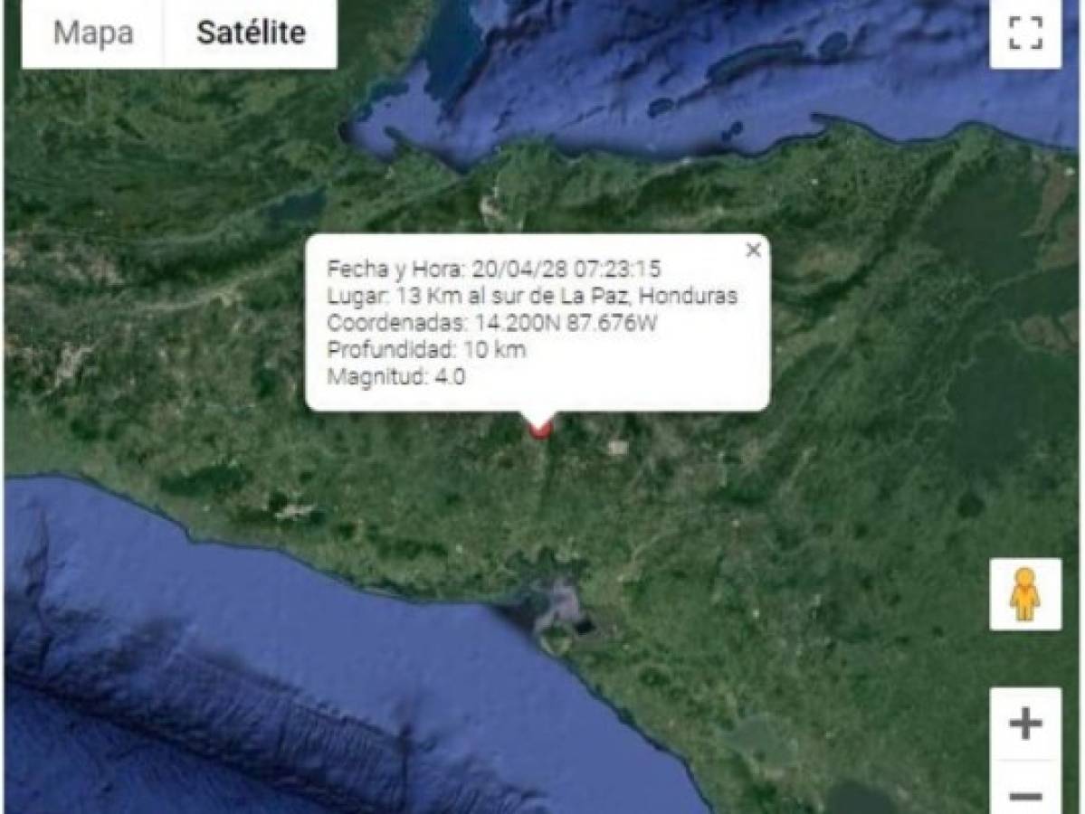Sismo de 4.0 grados de magnitud se registra en La Paz, Honduras  