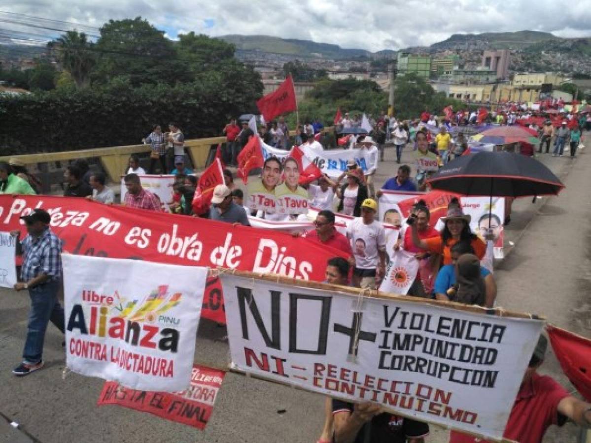 Alianza de Oposición realiza marcha en la capital de Honduras