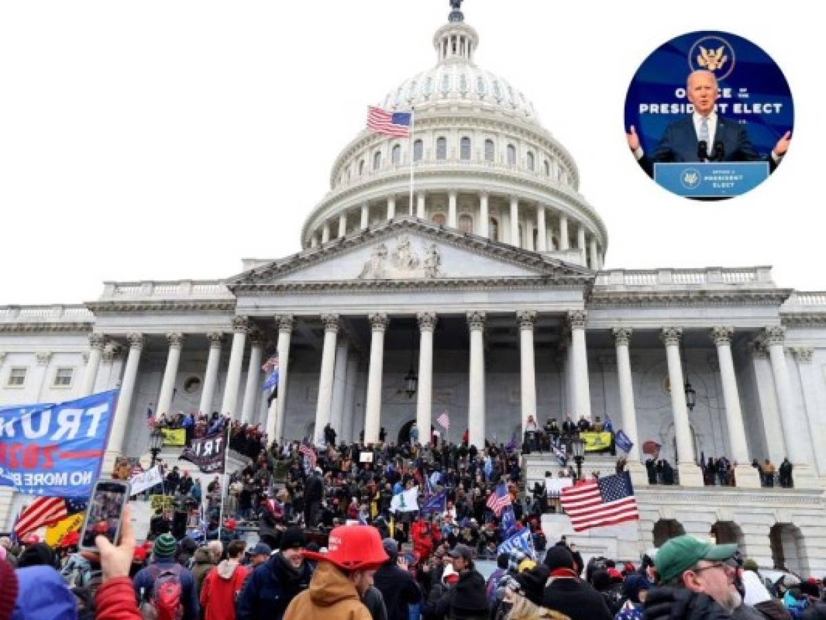 Biden califica como un ataque a la democracia disturbios en el Capitolio