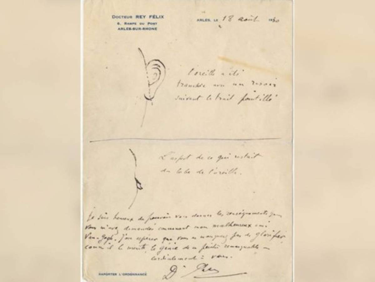 Boceto indica que Van Gogh se cortó casi toda la oreja