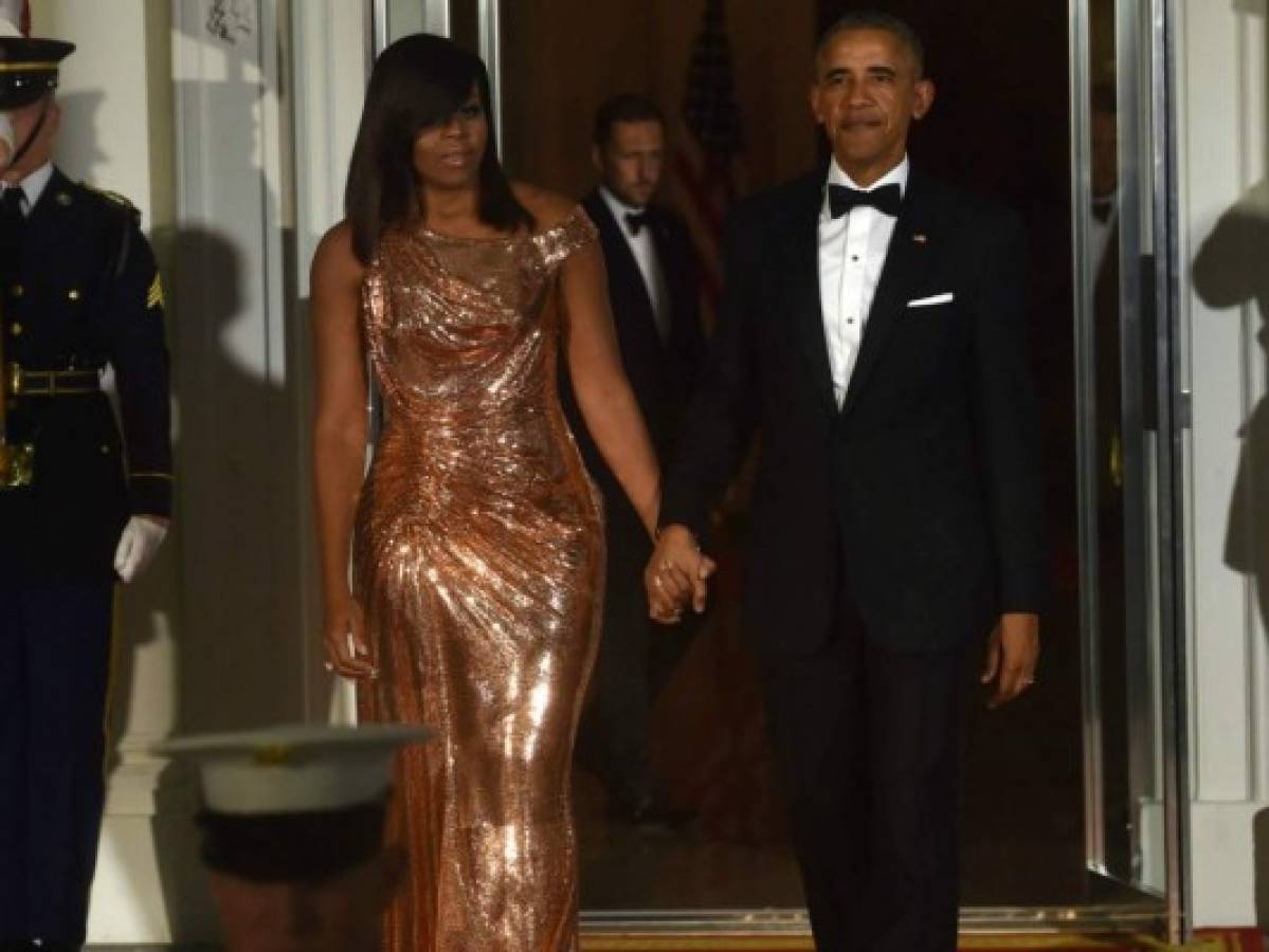 Michelle Obama sorprende con hermoso vestido en última cena de Estado