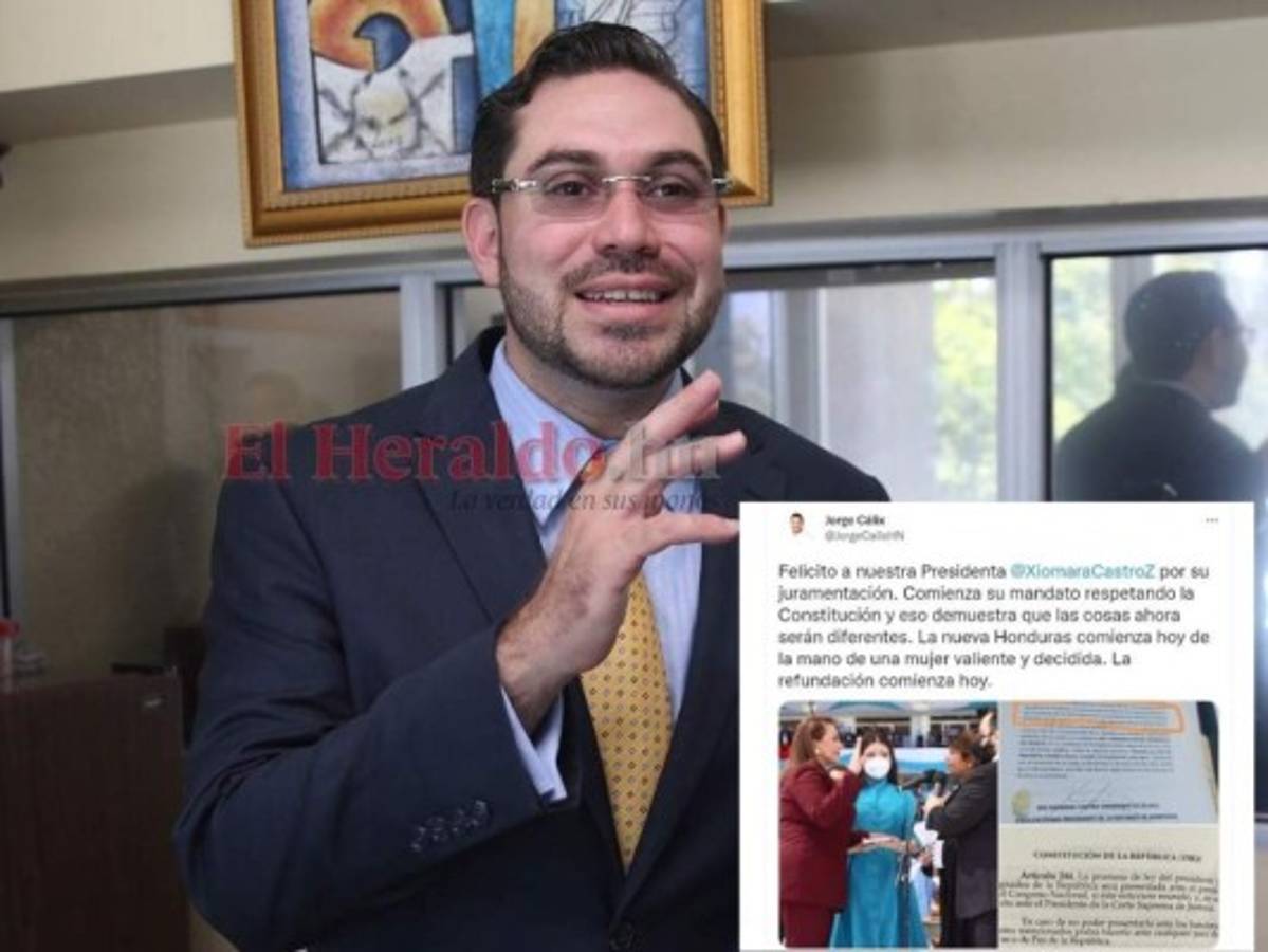 Jorge Cálix borra tuit donde se refería a investidura de presidenta Xiomara Castro