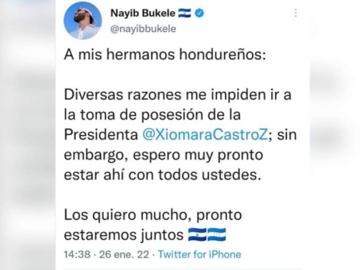 El tuit de Natib Bukele.