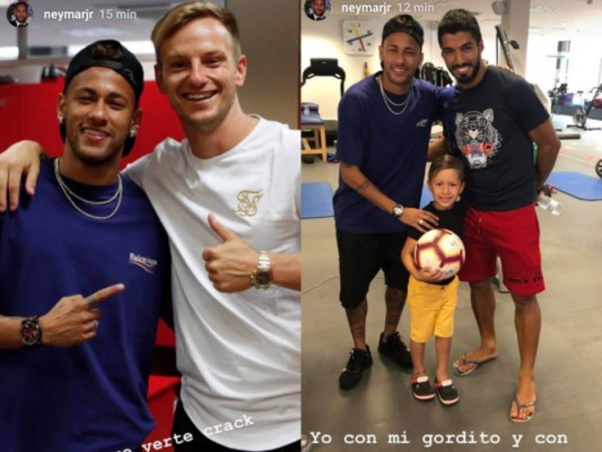 Neymar visitó los entrenamientos del Barcelona