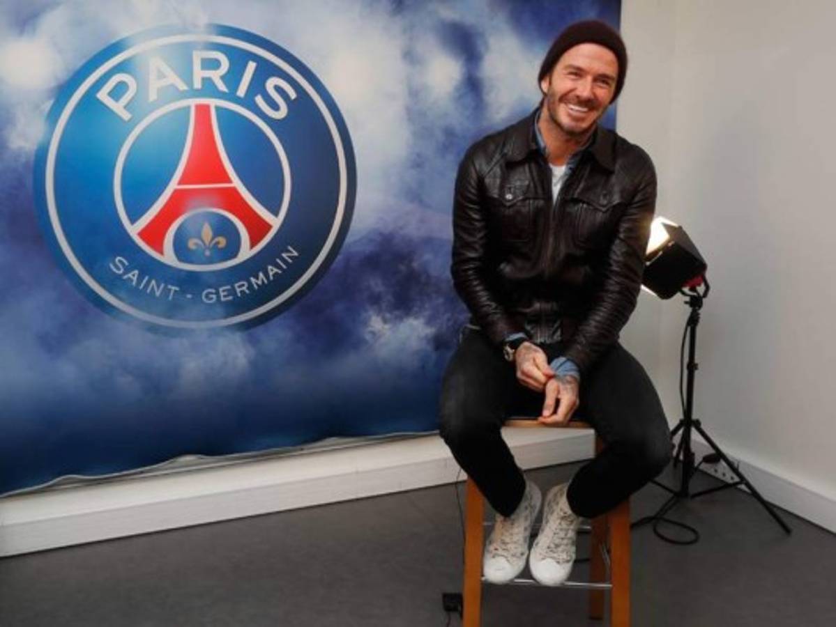 Beckham visita a sus antiguos compañeros del PSG
