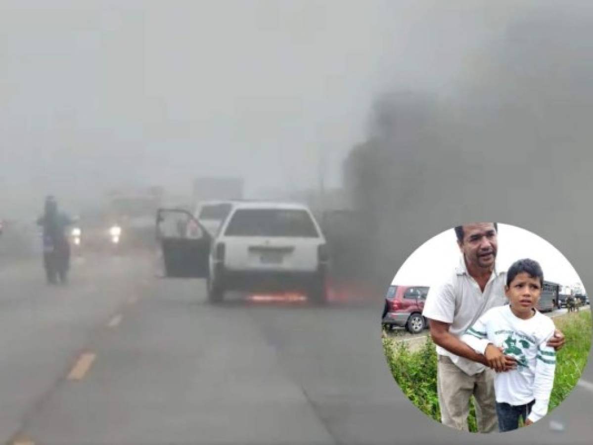 Taxi toma fuego en la carretera del sur, a la altura de El Tizatillo