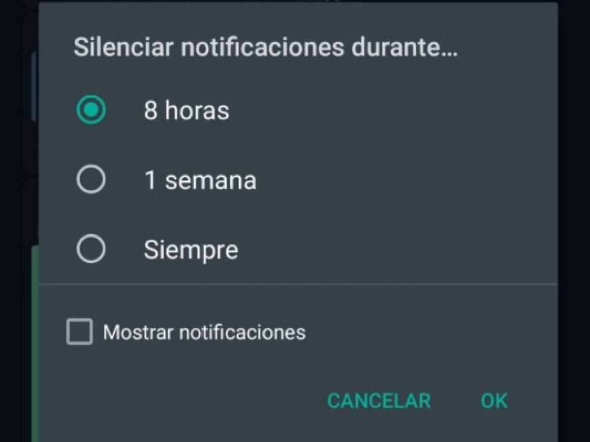 WhatsApp activa la opción de silenciar para siempre ¿cómo lo hago?  