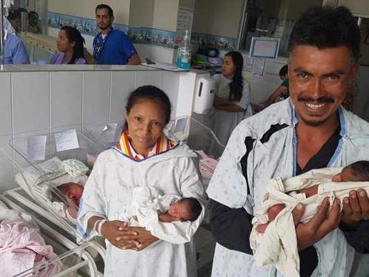 Parto de varones trillizos en el Hospital Escuela